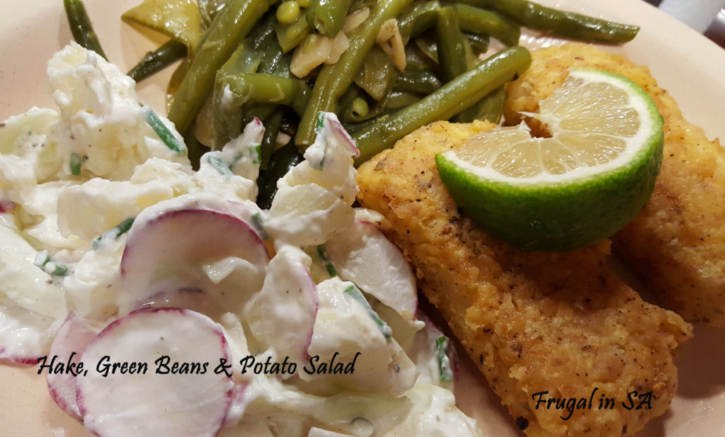 Hake Greeen Beans Potato SaladHake Greeen Beans Potato Salad Pantry and Freezer Challenge week 3